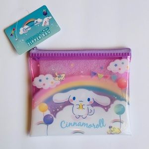 Sanrio Cinnamoroll Rainbows and Clouds zipper top pouch • Double Sided